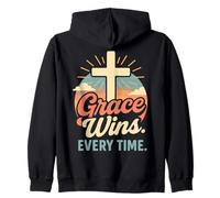 La grazia vince ogni volta che Christian Cross nasce di nuovo in Gesù Felpa con Cappuccio