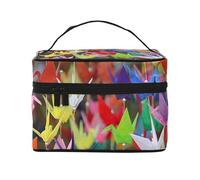 La gru di carta di origami ha stampato la borsa cosmetica portatile di viaggio della borsa del lavaggio della borsa, Nero , Taglia unica