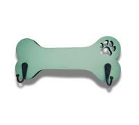 La Guarida del Dragón Appendiabiti da parete in legno per guinzagli per cani - Design decorativo a forma di osso con impronta o cuore - Gancio funzionale per chiavi e accessori (verde impronta)