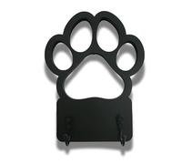 La Guarida del Dragón Appendiabiti da parete in legno per guinzagli per cani - Design decorativo a forma di impronta - Gancio funzionale per chiavi e accessori (nero)