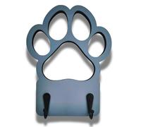 La Guarida del Dragón Appendiabiti da parete in legno per guinzagli per cani - Design decorativo a forma di impronta - Gancio funzionale per chiavi e accessori (Blu ardesia)