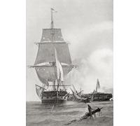 La guerra del 1812. Battaglia navale tra due navi, la USS Constitution e la HMS Guerriere. Stampa poster di Hilary Jane Morgan (11 x 16)