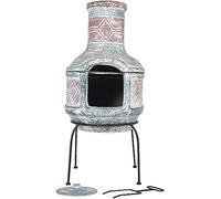 La Hacienda Chimenea in argilla geometrica, 2 pezzi, media, blu mare e rosso