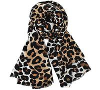 La Haute, sciarpa invernale con stampa leopardata e pelle di serpente, calda, scialle in cashmere, leggera e accogliente, con stampa animalier, Leopardo bianco., Etichettalia unica