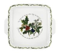 La Holly & Ivy Quadrato con Manico Piatto per Torta, Ceramica, Multicolore