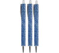LA HUATE 3pcs Bling Crystal Diamond Penne a sfera in metallo 0.7MM inchiostro nero Refill Click Penne Affari Matrimonio Scuola Forniture per ufficio