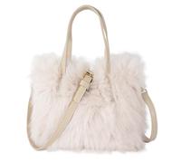 La Huate - Borsa a mano da donna, in finta pelliccia, morbida e soffice, con tracolla e spallina, borsetta calda e carina per l'inverno, Beige, Taglia unica