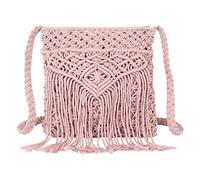 LA HUATE Borsa a tracolla da donna fatta a mano da spiaggia, estiva, con nappa, casual, borsa a tracolla, 7628-rosa, Taglia unica