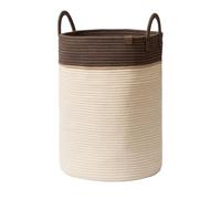LA JOLIE MUSE - Cesto intrecciato in corda di cotone, grande, cesto portabiancheria per coperte, giocattoli per bambini, cesto portabiancheria per cameretta dei bambini, color avena, 32 litri, L
