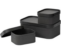 LA JOLIE MUSE-Scatole in cartone ondulato con coperchi in pelle vegana, vassoi decorativi e organizer moderni per gioielli, scaffali, bagno e camera da letto, nero, set da 3