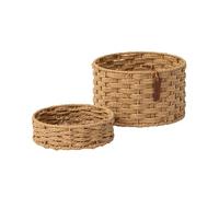 La Jolíe Muse Set di 2 cestini portaoggetti in tessuto riciclabile, con manici in legno, in carta ondulata, rettangolari, con copertura in pelle PVC