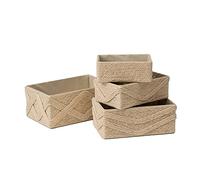 La Jolíe Muse Set di 4 cestini portaoggetti - Cestini impilabili in corda di carta intrecciata, scatole portaoggetti per trucco armadio bagno camera da letto