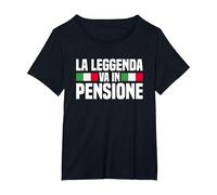 La Leggenda Va in Pensione Pensionato Maglietta, Donna Plus-Size, Nero, 6X