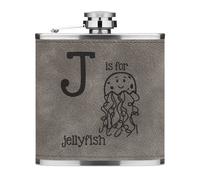 La Lettera J È Per La Medusa 6oz Flaconcino In Pelle PU Grigio Alfabeto
