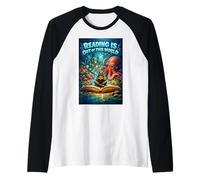 La Lettura è Fuori dal Mondo Spazio Divertente Libri Amante Maglia con Maniche Raglan
