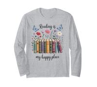 La Lettura Floreale degli Amanti dei Libri è Il Mio Posto Felice Maglia a Manica
