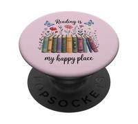 La lettura floreale degli amanti dei libri è il mio posto felice PopSockets PopGrip Adesivo