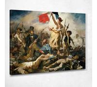 La Libertà Che Guida Il Popolo Eugène Delacroix, edx70 quadro stampato su tela, fine art, assemblato pronto da appendere 90x72 cm