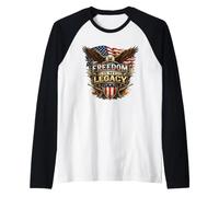 La libertà è la mia eredità Patriottica Veteran Eagle 250th Years USA Maglia con Maniche Raglan