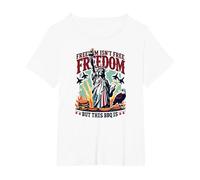 La libertà Non è Gratuita, ma Questo Barbecue è Maglietta, Donna Plus-Size, Bianco, 1X