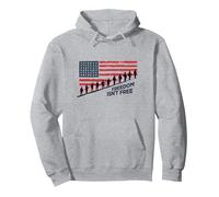 La libertà Non è Libera: Tributo Patriottico agli Eroi Americani Felpa con Cappuccio, Unisex per Adulti, Grigio Melange, XXL