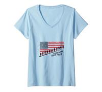 La libertà Non è Libera: Tributo Patriottico agli Eroi Americani Maglietta con Collo a V, Donna, Celeste, M