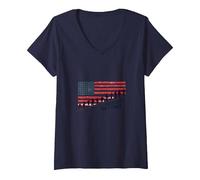 La libertà Non è Libera: Tributo Patriottico agli Eroi Americani Maglietta con Collo a V, Donna, Navy, M