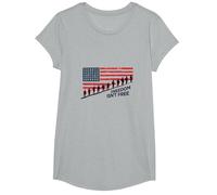 La libertà Non è Libera: Tributo Patriottico agli Eroi Americani Maglietta, Ragazze, Grigio Melange, M