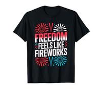 La libertà si sente come fuochi d'artificio Rosso Bianco Blu Luglio 4 Vibe Maglietta
