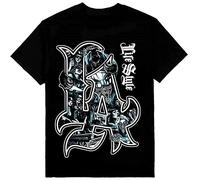 La Life Style Mens Chicano Art Heavyweight Print On Shaka Wear Tee Round Neck Unisex Tops Men's 100% Cotton Short-Sleeve T-Shirts L