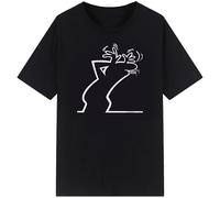 La-Linea-The-Line-Osvaldo-Cavandoli-TV-Men-Women-Style-Streetwear-Tee-Fashion-T-Shirt-Round Black L