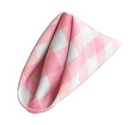 LA Linen Confezione da 10 tovaglioli a Quadretti, 18 x 45,7 cm, Poliestere, White/Pink, 45.72 x 45.72 x 0.04 cm