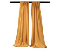 LA Linen Pack-2 Drappo per fondale in popeline di poliestere, 96 pollici di larghezza per 58 pollici di altezza, oro