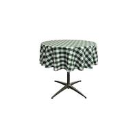 LA Linen Poly Checkered Round Tablecloth, Poliestere, Green/White, 147.32 x 147.32 x 0.04 cm