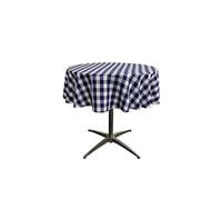 LA Linen Poly Checkered Round Tablecloth, Poliestere, Navy/White, 129.5 x 129.5 x 0.04 cm