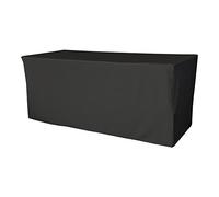 LA Linen Polyester Poplin Fitted Tovaglia con Angoli in Popeline di Poliestere, 183 x 61 x 76 cm, Colore Nero, 183 x 61 x 0.2 cm