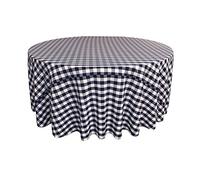 LA Linen Tovaglia rotonda a scacchi, 300 cm, blu navy/bianco