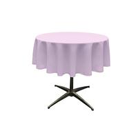 LA Linen Tovaglia Rotonda in Popeline di Poliestere, Poliestere, Lilac, 147.30000000000001 x 147.30000000000001 x 0.04 cm
