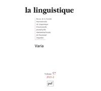 La linguistique 2021, vol. 57(2): Varia