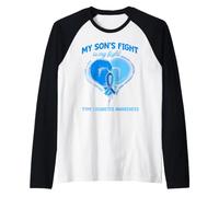 La Lotta di Mio Figlio è Il Mese della consapevolezza del diabete di Tipo 1 Maglia con Maniche Raglan