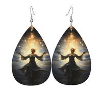 La luce della libertà illumina il mondo Stampe Orecchini a goccia in pelle con ciondolo elegante e leggero per donne e ragazze, taglia unica, pelle, senza pietre preziose