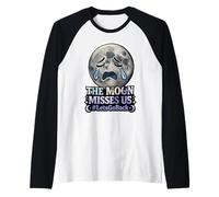 La Luna Ci Manca #LetsGoBack Piangendo Luna Triste Maglia con Maniche Raglan
