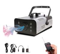 La macchina del fumo da 900 W è dotata di sei luci RGB, che producono 18.000 piedi cubi di uscita al minuto. con una capacità di 1 litro e una portata del telecomando di 10 metri, è ideale per