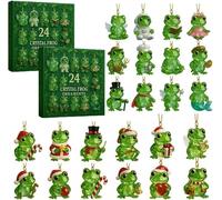 La magia della foresta ti aspetta, Calendario dell'Avvento Rana 2025, Calendario del conto alla rovescia di Natale di 24 giorni, Decorazione unica a forma di rana a sorpresa nella foresta (2PCs)