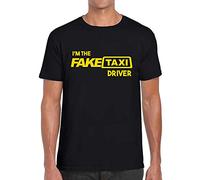 La Maglieria Maglietta Simpatica Fake Taxi Ver.2 Uomo Bianca o Nera Alta qualità No China! Faketaxi Tshirt (9-11 Anni, Nero)