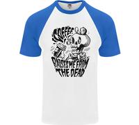 La Maglietta Da Baseball S/S Con Teschio 'Il Caffè Mi Riporta In Vita'