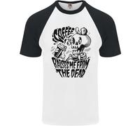 La Maglietta Da Baseball S/S Con Teschio 'Il Caffè Mi Riporta In Vita'