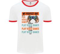 La Maglietta Ringer Da Gioco Per Uomo My Perfect Day Video Games Gaming Gamer