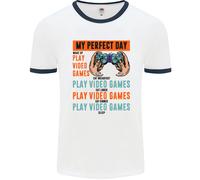 La Maglietta Ringer Da Gioco Per Uomo My Perfect Day Video Games Gaming Gamer