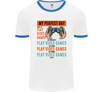 La Maglietta Ringer Da Gioco Per Uomo My Perfect Day Video Games Gaming Gamer